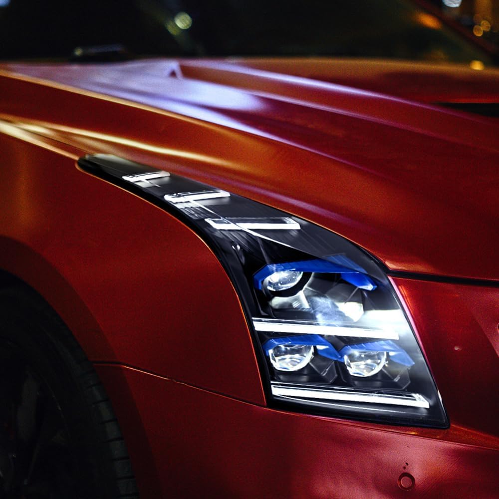 New Headlights for Cadillac ATS ATS-V ATS-L 2013-2019[Only Halogen Model] Headlamp Frontlight with Dynamic Animation Sequential Turn Signal Left & Right Front Head Lamp(1 Pair)
