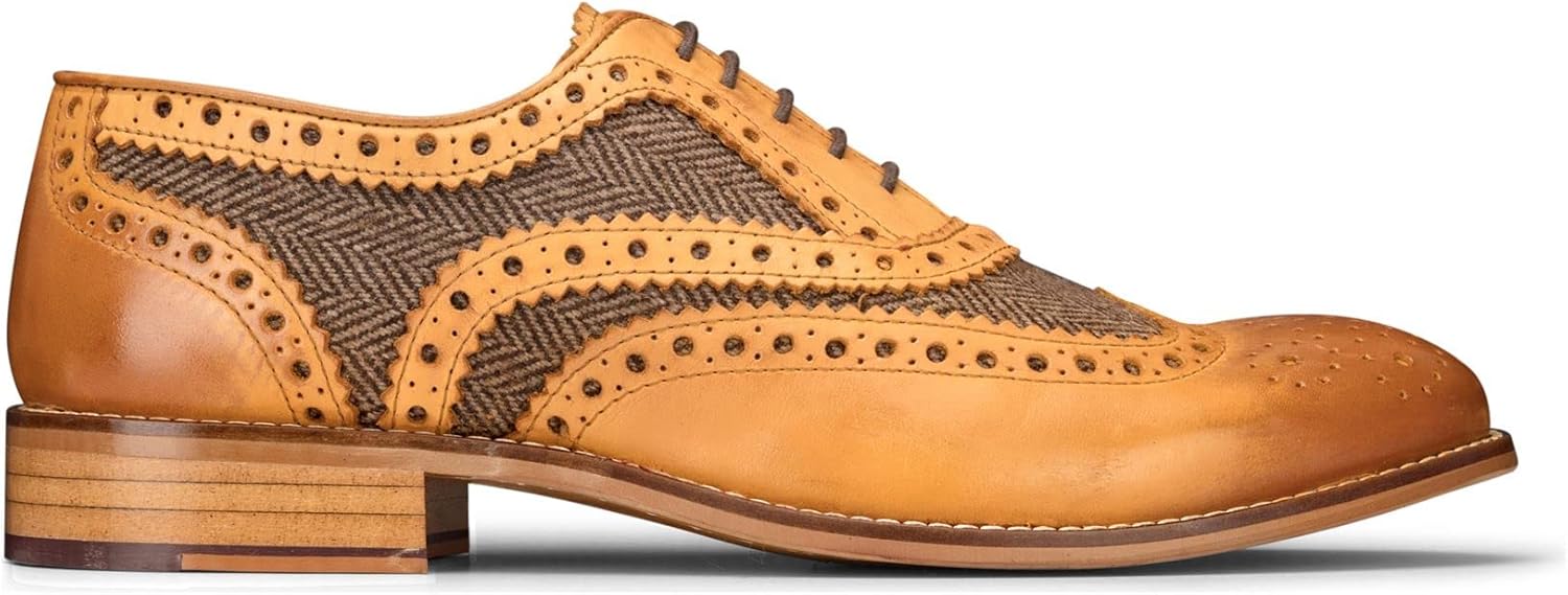 London Brogues Mens Shoes Tan Tweed Olive Leather Kuwait Ubuy