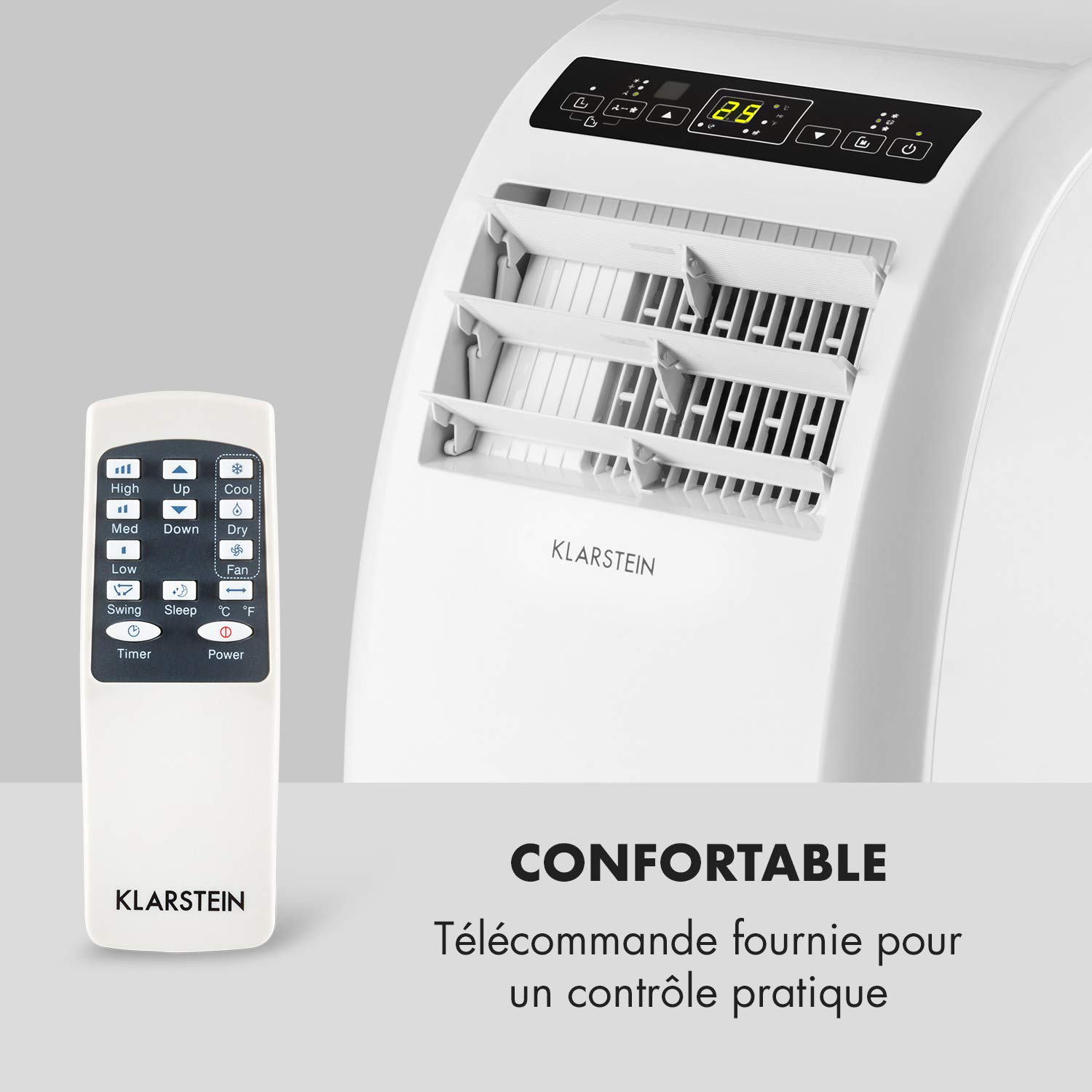 Klarstein Metrobreeze Rom mobilny klimatyzator - osuszacz, 10.000 BTU, 3 tryby, timer, pilot, biały
