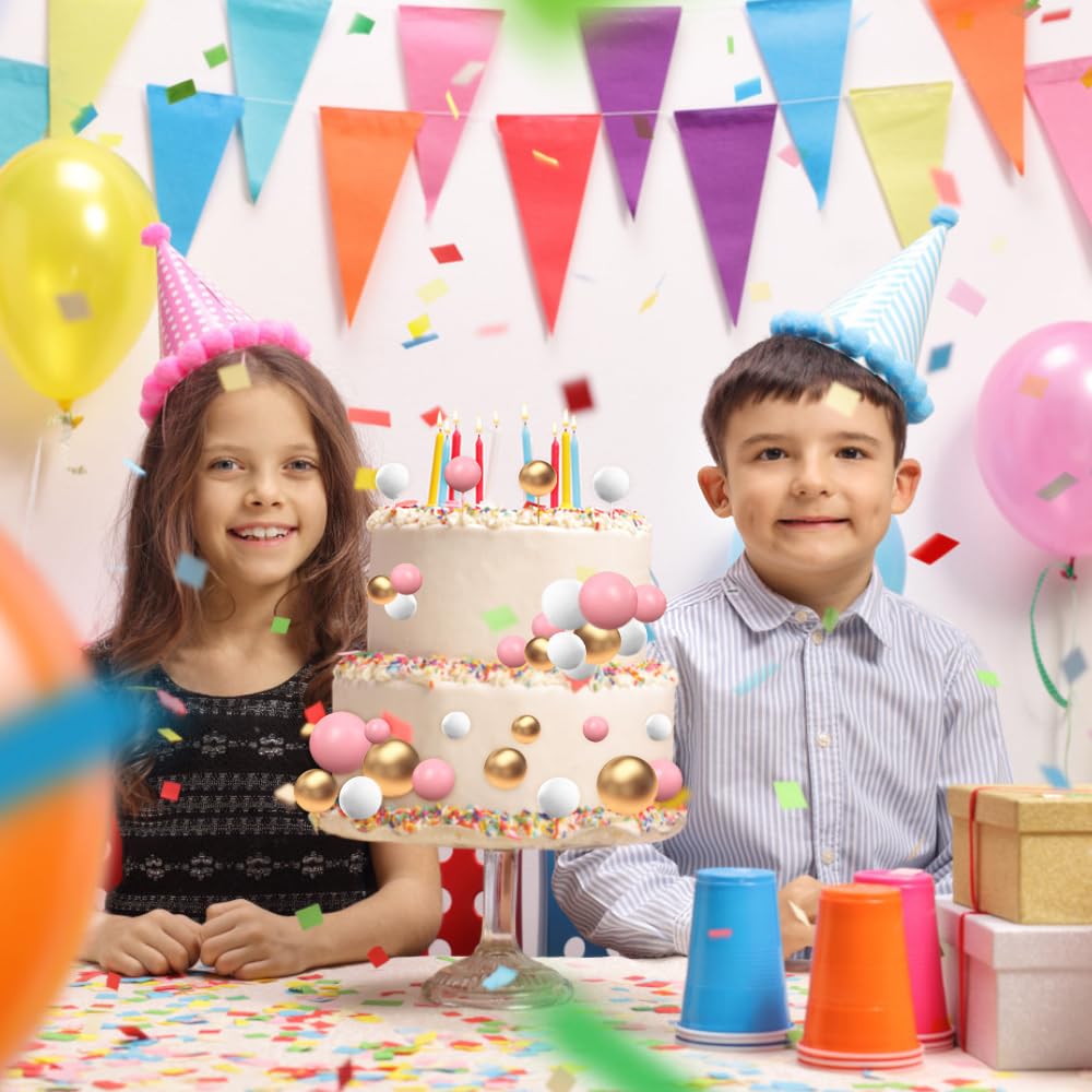 46 Stück Tortendeko-Kugeln In Gold, Rosa & Weiß – Kuchen-Deko Für Hochzeit, Geburtstag & Babyparty