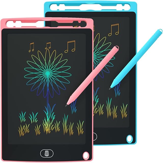 2 Pack LCD Writing Tablet for Kids, 10 Inch Drawing Doodle Board Pad Tablet Scribbler Pad, Portable Learning Educational Toys with Lock, Colourful Drawing Pad for Kids 3-6 Years Old Girl Boy