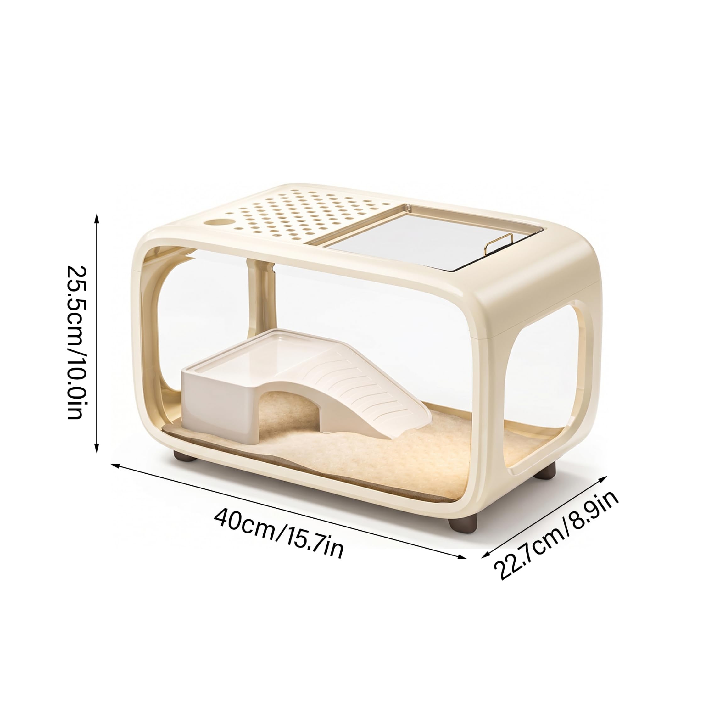 Pecera pequeña con Tapa y Orificio de alimentación, Acuario de Escritorio para pecera Betta con Marco para Escalar (Blanco Leche) Betta