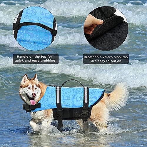 Dog Life Jacket Large | Lifejacket For Dogs Xl | Dog Life Vest For Swimming | Dog Flotation Vest With Handle Bluebone L #TOP3