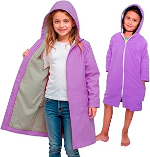 Parka de natación impermeable con forro polar, ideal para actividades junto a la piscina y al aire libre