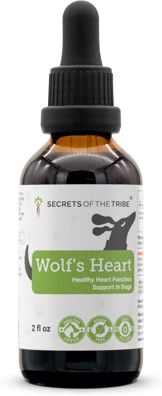 Wolf's Heart | Natural Herbal Dietary Supplement for Dogs | Healthy Heart Function Support in Dogs | Alcohol-Free Extract, Dandelion Root, Lemon Balm, Calendula, Lavender, Fennel 2 oz