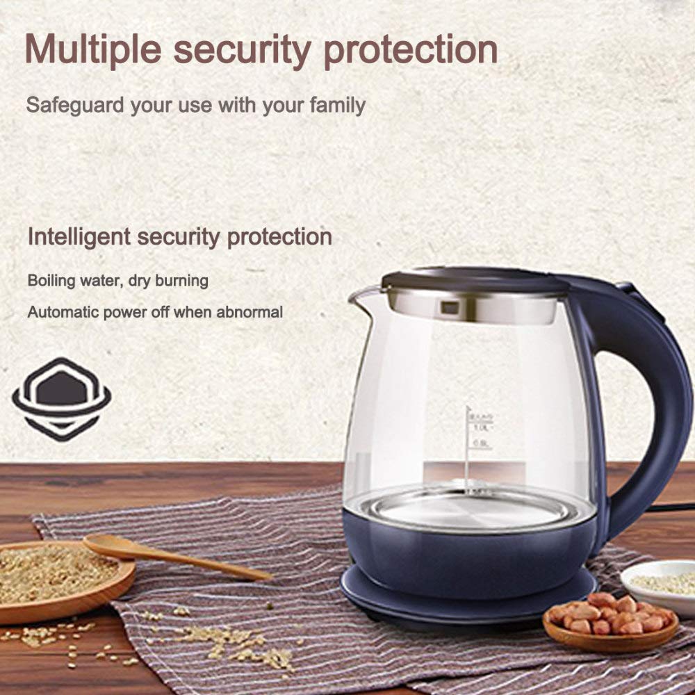 -Bollitore elettrico in vetro, bollitore con controllo della temperatura da 1,5 litri, luce a LED, bollitore senza fili, spegnimento automatico, 100% senza Bpa, bollitore per caffè, tè, espresso,