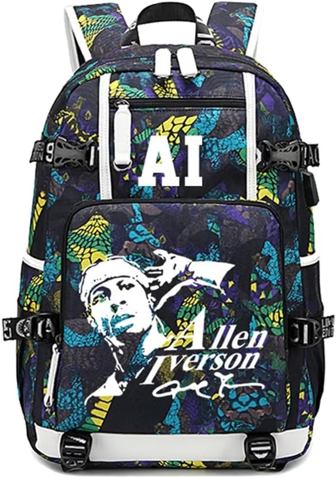 Basketball Player Iverson Luminous Backpack Travel Daypack Fans Bag (Style 4)