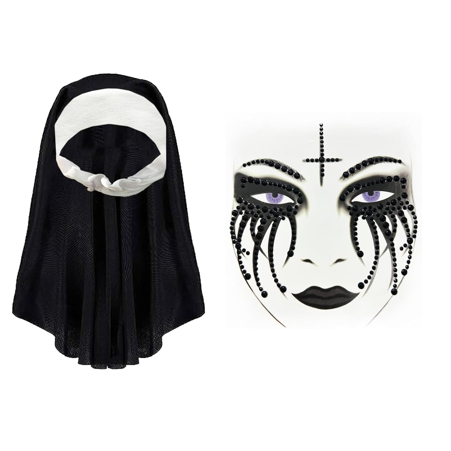 Nun Hat Costume Accessories Set Halloween Nun habit