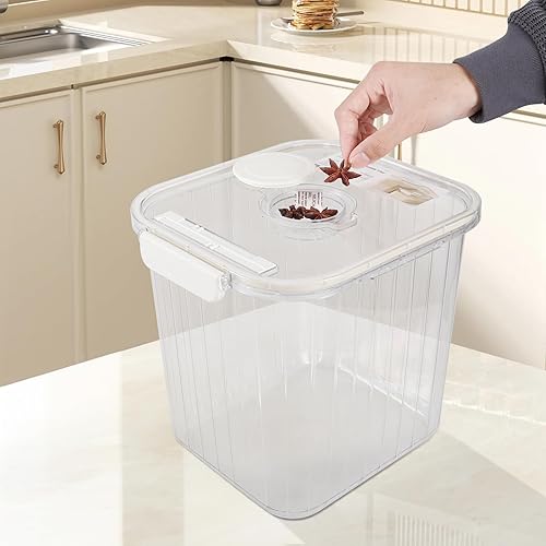 Miniatura 7 de Recipiente hermético transparente para arroz de 22 libras con taza medidora, contenedor de almacenamiento de arroz sellado, sin BPA, 1 paquete