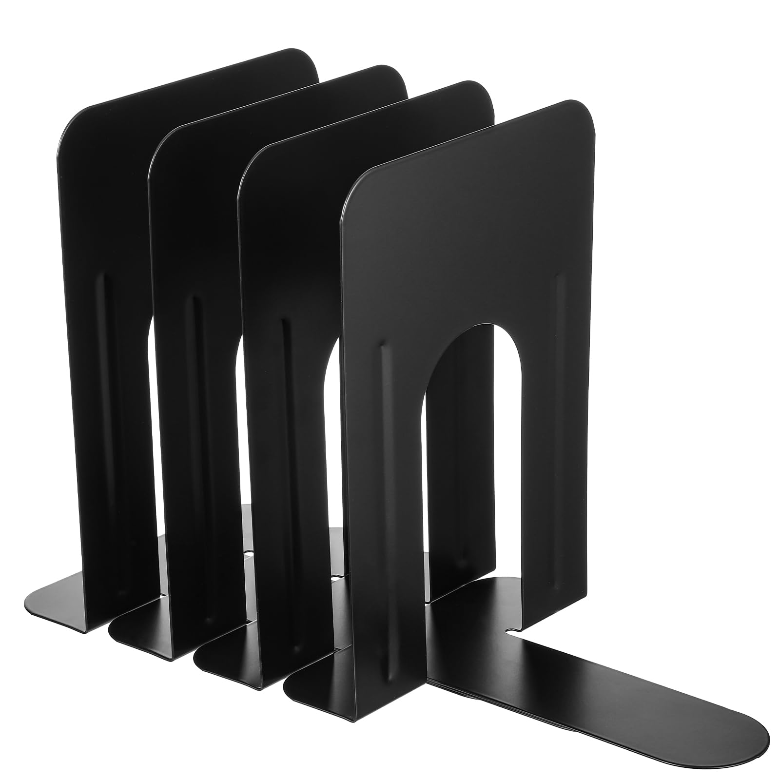 4 Pairs Office Metal Bookends, Heavy Duty Bookends to Hold Books, Metal Bookends for Home Office Decorative, Book Ends for Heavy Books/Movies/CD,