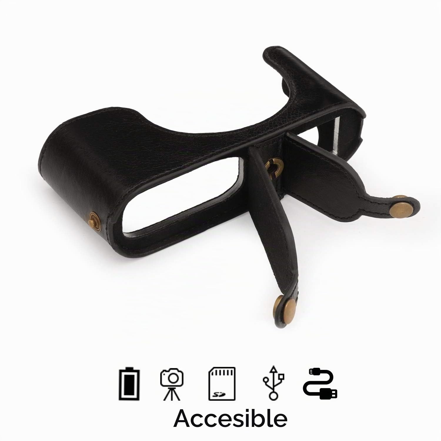MegaGear Ever Ready Funda de Piel Genuina para Cámara Leica Q2 con Correa y Acceso a Batería, Protección contra Arañazos, Diseño Elegante