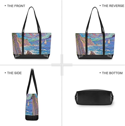 Miniatura 3 de Mountain Clouds Beauty Essentials bolsa para laptop para mujeres 14 con cremallera bolsos de trabajo para gimnasio con maletín ejecutivo para mujer