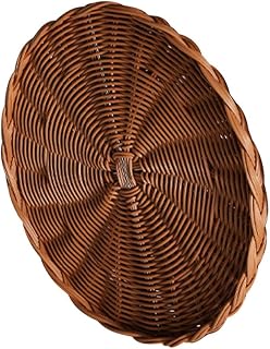 Yardwe Woven Tray Rattan Fruit Basket Hand Woven Round Serving Tray Food Bread Storage Basket for Coffee Table Kitchen Home Decorations Round Ottoman Tray Round Tray
