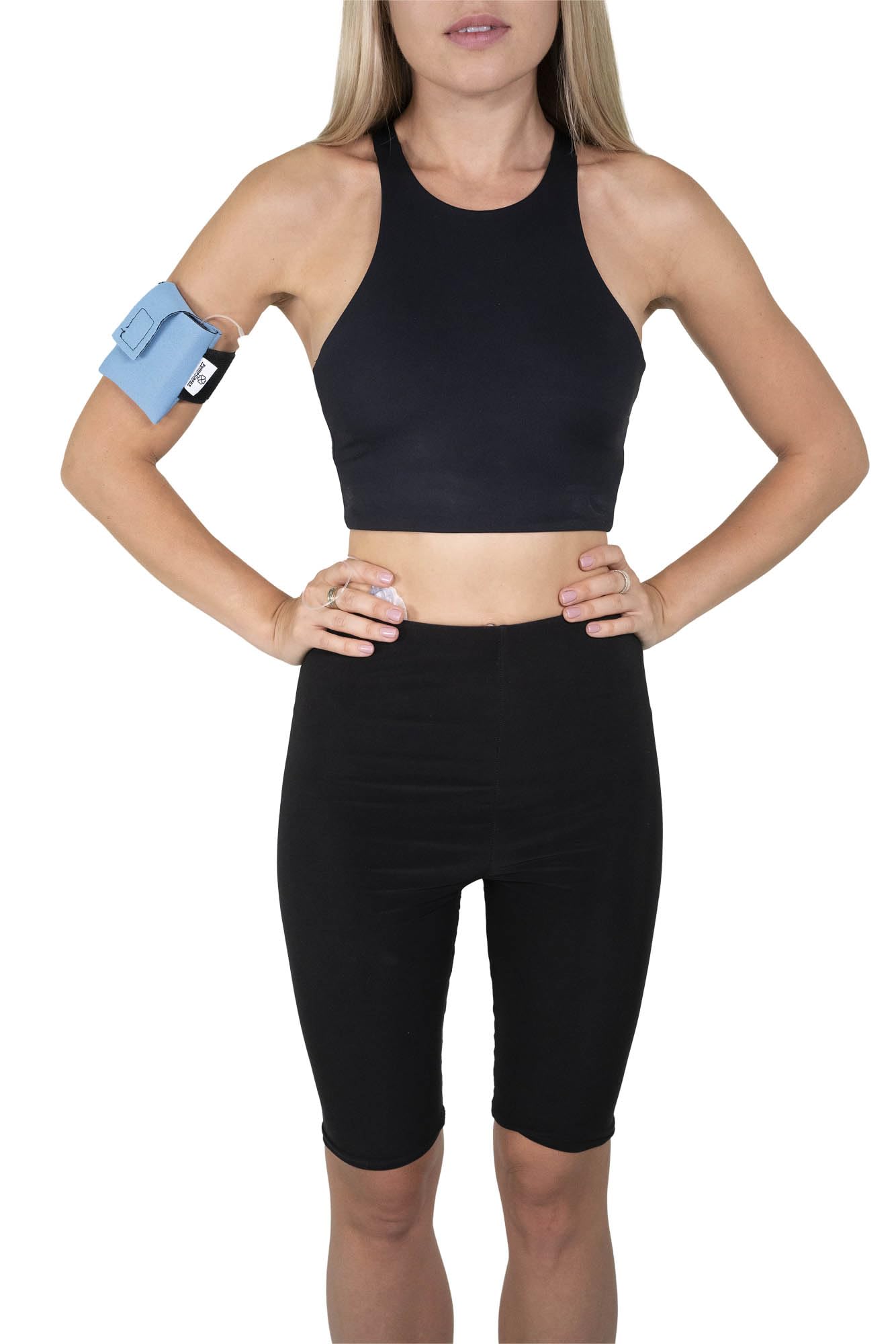 Pumpcases Adjustable Sky Blue Insulin Pump Belt – Diabetic Insulin Pump Stretch Band – Arm Belt Insulin Pump Case – Compatible with Medtronic 780G – Assembled in The USA (Medium)