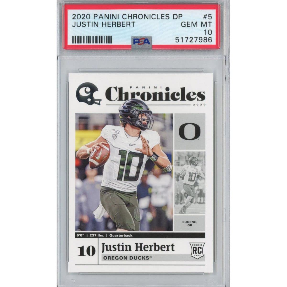 Amazon.com: Graded 2020 Panini Chronicles DP Draft Picks Justin Herbert #5  Rookie RC Football Card PSA 10 Gem Mint : Collectibles & Fine Art