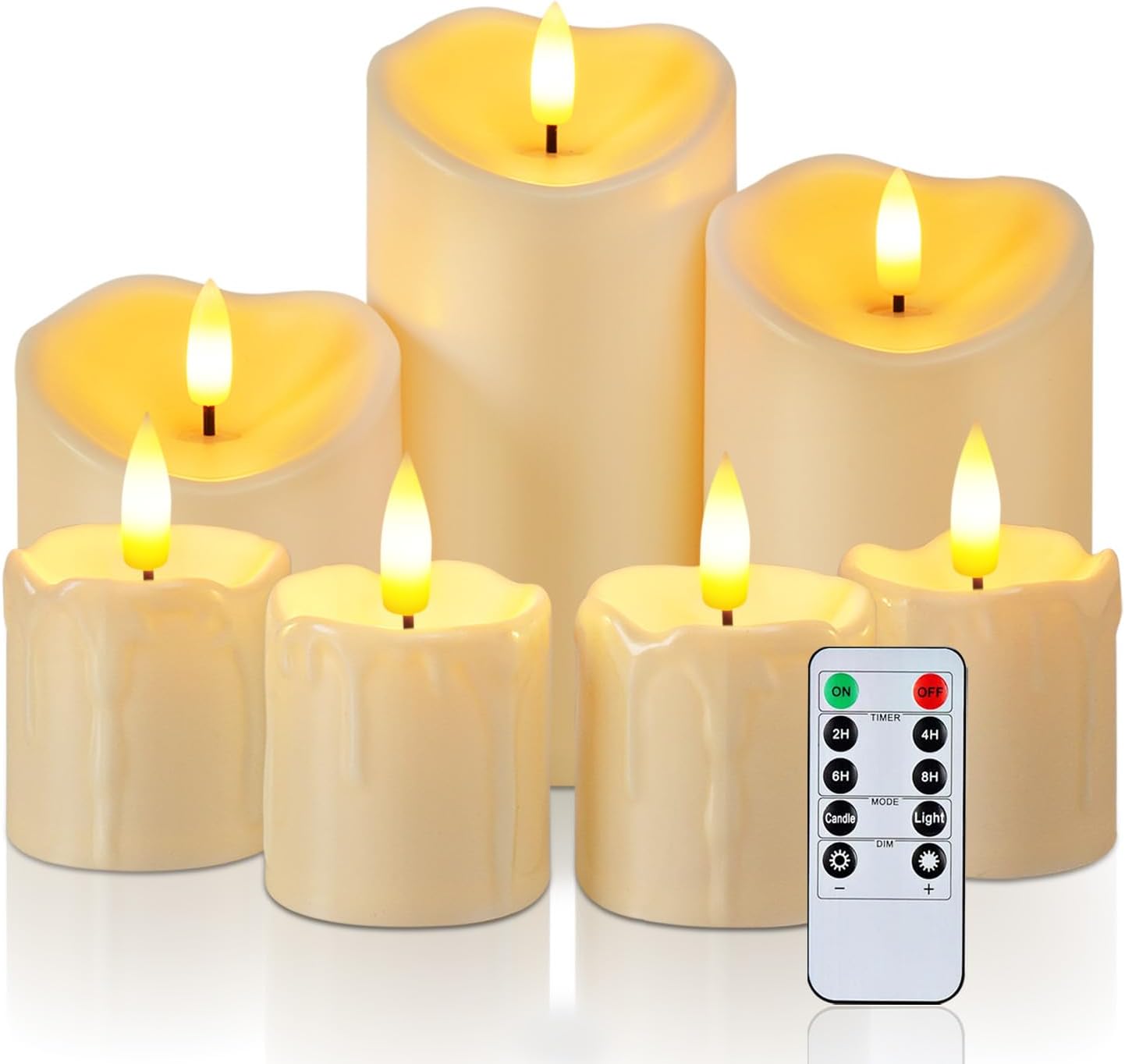 Homemory Flameless Candles Set, Battery Operated LED Pillar