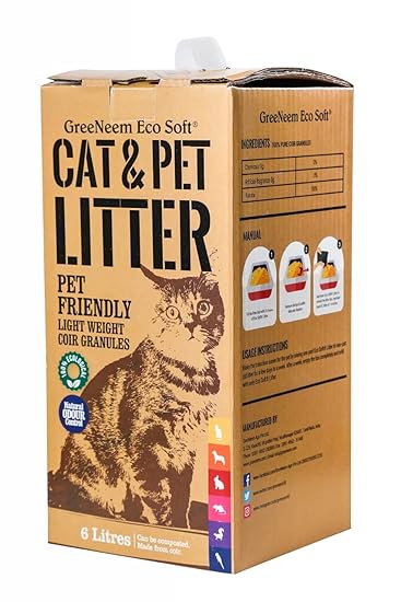 EcoSoft Organic Cat Litter- 6 litre | Plant based | Smart Quick clumping | Scoopable | Flushable | Strong odour control | Non scented | Excellent absorbance | Highly Economical | Low dust | Light weight | Natural litter for cats and kittens | Low tracking | Bio degradable| Compostable | Hypo allergenic | Chemical free | Soft on Paws