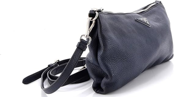 Pre-Loved Flat Zip Crossbody Bag Mini, Blue