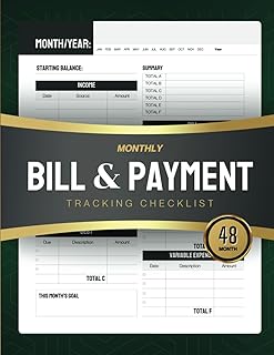 Monthly Bill & Payment Tracking Checklist