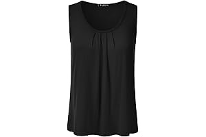 Women's Pleated Scoop Neck Sleeveless Stretch Basic Soft Tank Top (S-3X)