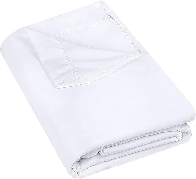 White Double Flat Sheet 100% Egyptian Cotton 300 Thread Count Easy Care Comfortable Cotton Flat Sheet, Luxury Hotel Quality Flat Sheets, Breathable, Plain Dyed Flat Sheets Only