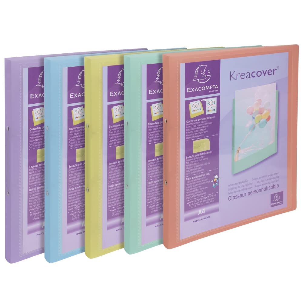 Exacompta Kreacover Pastel Lot De 10 Trieurs Personnalisables - 8 Compartiments, 25x32cm A4, Élastiques, Couleurs Assorties