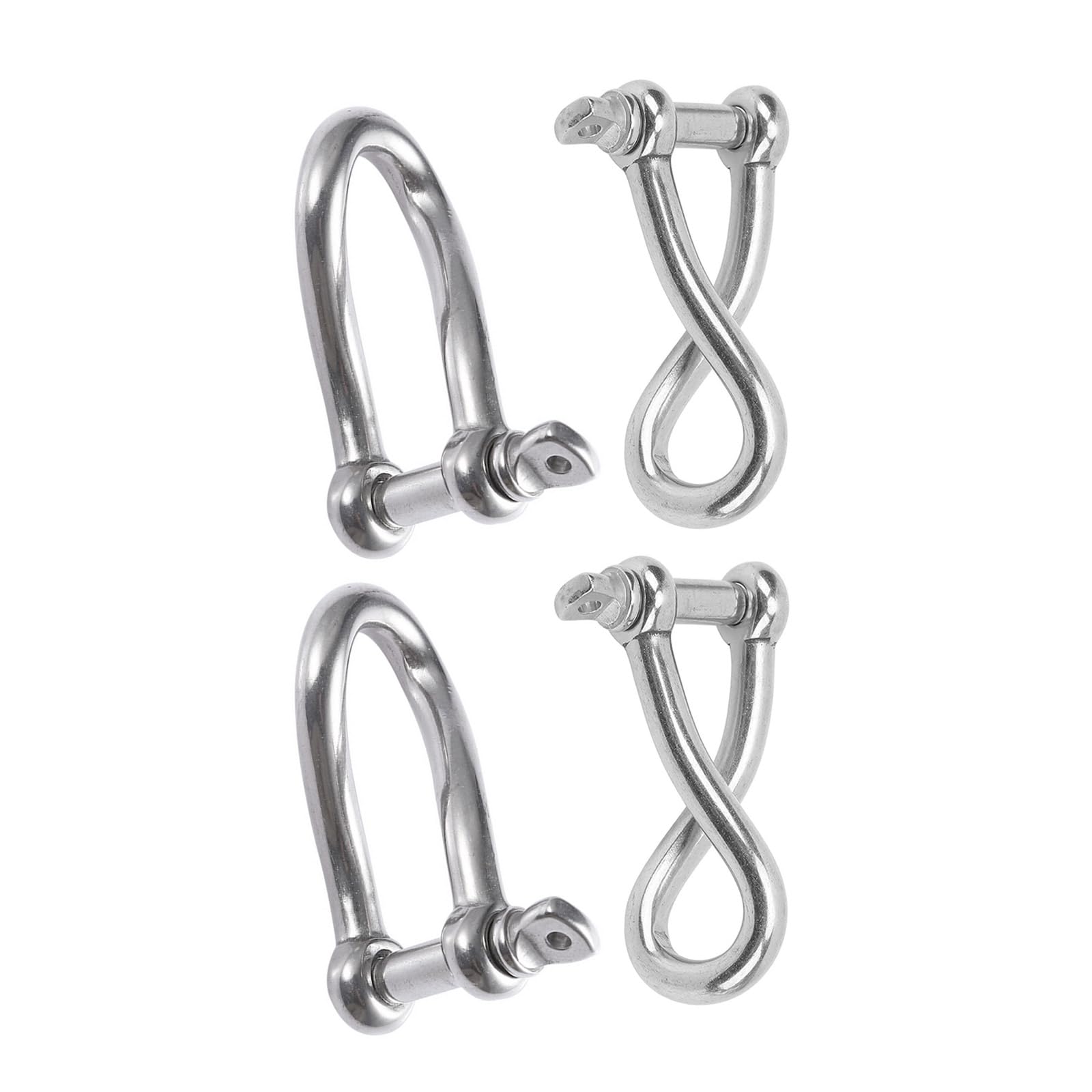 KAIXINXIN 4pcs Stainless Steel D Rings Shackles Secure Anchoring Screw Pin Simple Install for Heavy Duty Tractions On Boats & Cables