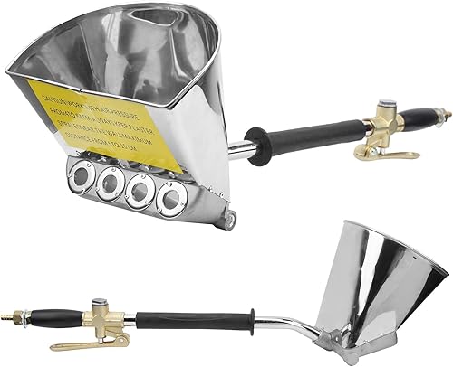 Miniatura 6 de Pulverizador de estuco de 4 chorros, herramienta neumática de enyesado de pared de yeso de mortero de yeso de la tolva de la textura del cemento