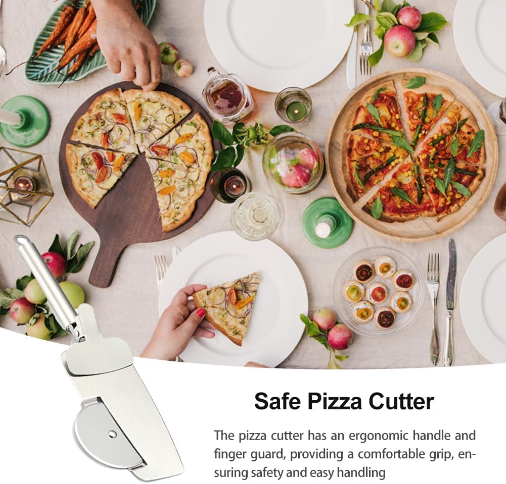 Baskety Pizza Cutter Wheel 4 in 1 Design Super Sharp Slicer Easy to Cut and Serve All Stainless Steel Dishwasher Safe Pizza Knife Cutter Tool 3