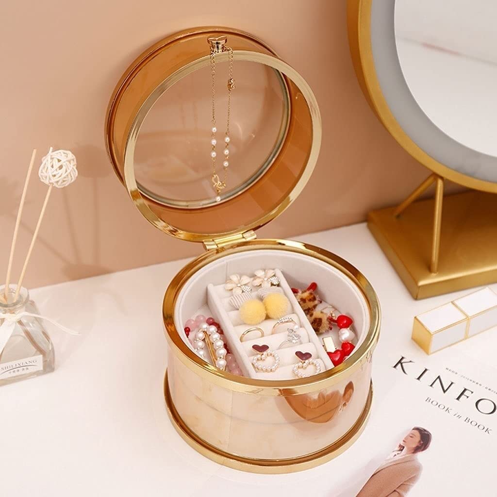 Schmuck-Organizer, Schmuckkästchen, Schmuckkästchen, Schmuck-Aufbewahrungsbox, transparent, kleine tragbare Schmuckschatulle, Präsentationsbox, Geschenk für Damen und Mädchen, Schmucketui,