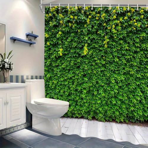 Rideau de douche rustique vert imperméable anti-éclaboussures 120x182cm