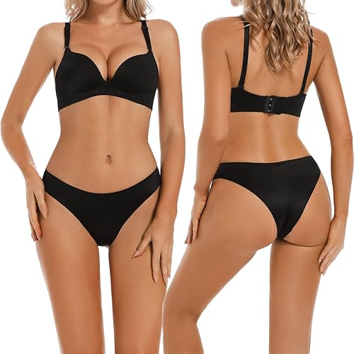 Miniatura 4 de VISSAY Bikini invisible sin costuras para mujer, ropa interior de seda tipo hielo, yoga, cobertura media espalda, paquete de 6 bragas