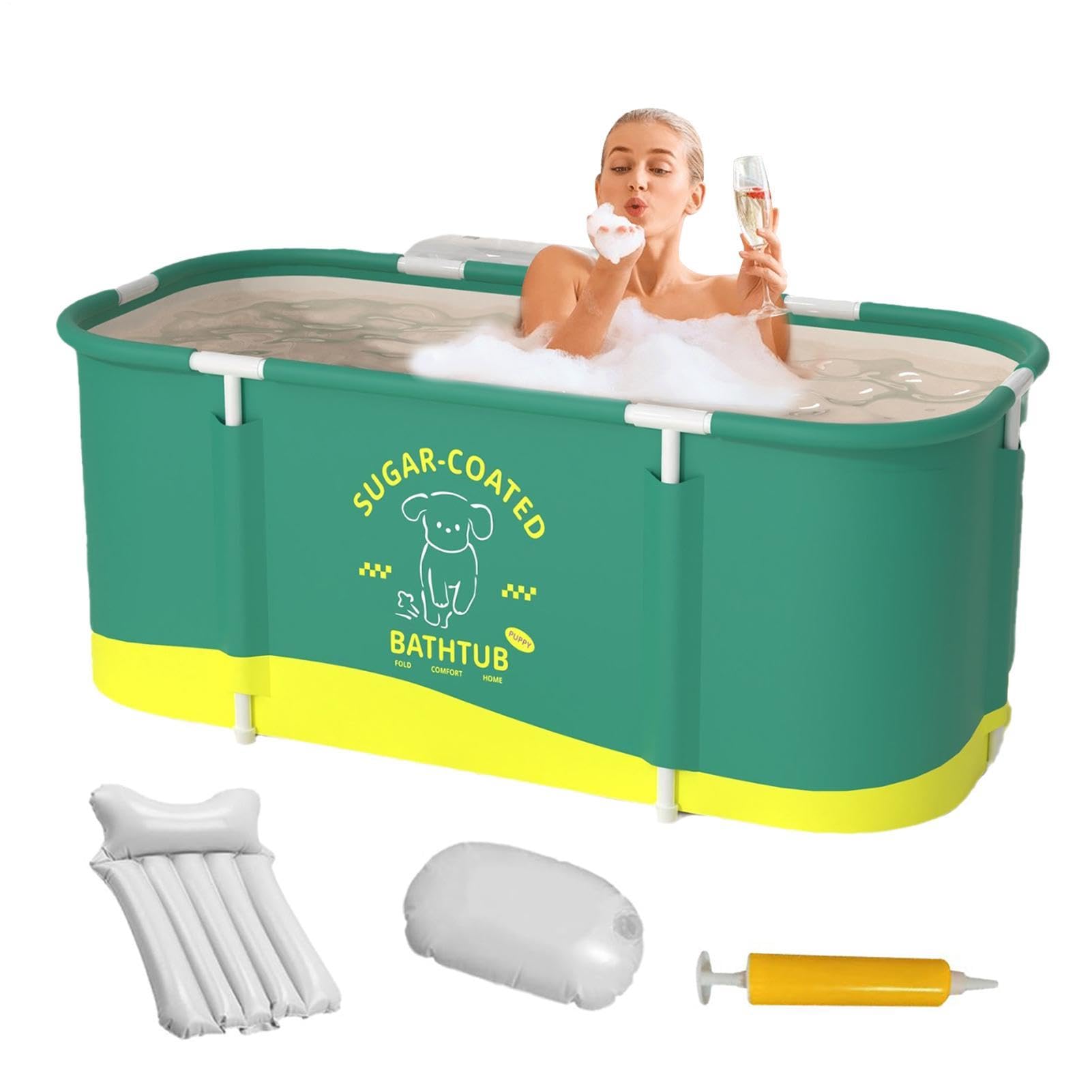 Portátil adulto de gran capacidad reforzada | 115 x 60 x 50 cm agua caliente fría para jardín terraza casa camping al aire libre baño lavado