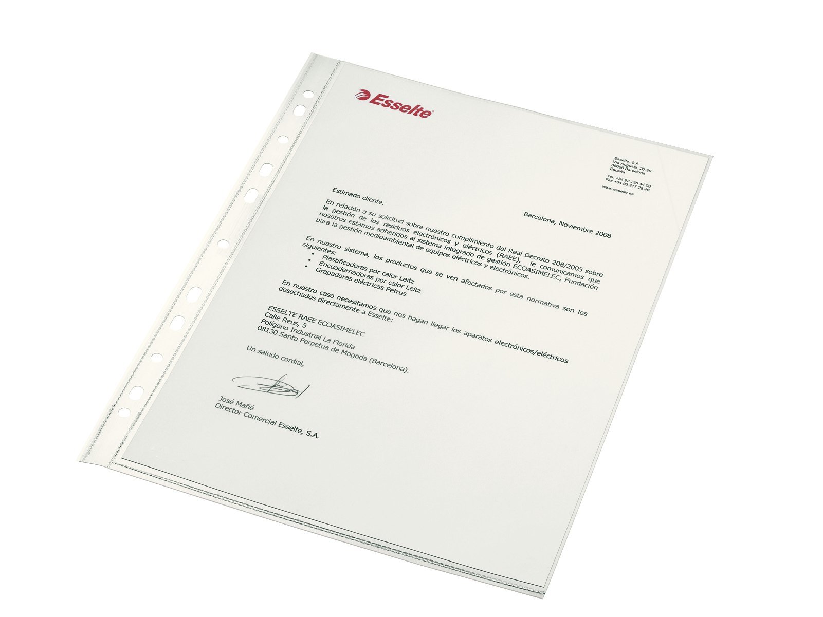 Pochettes perforées A4 Esselte pour protéger vos documents de classeur