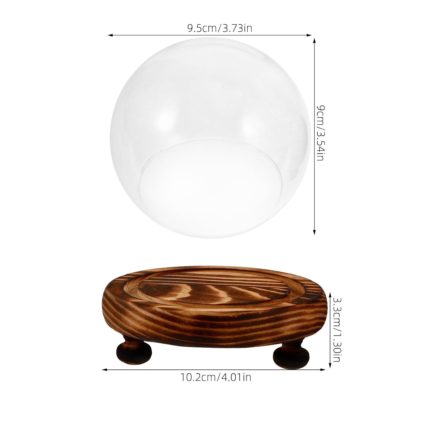 Toddmomy Glass Cloche Dome with Wooden Base, Elegant Dome Display Case for Flowers and Food, Stylish Dustproof Cover Preventing Accidental Tipping, for Home Decor and Special Occasions