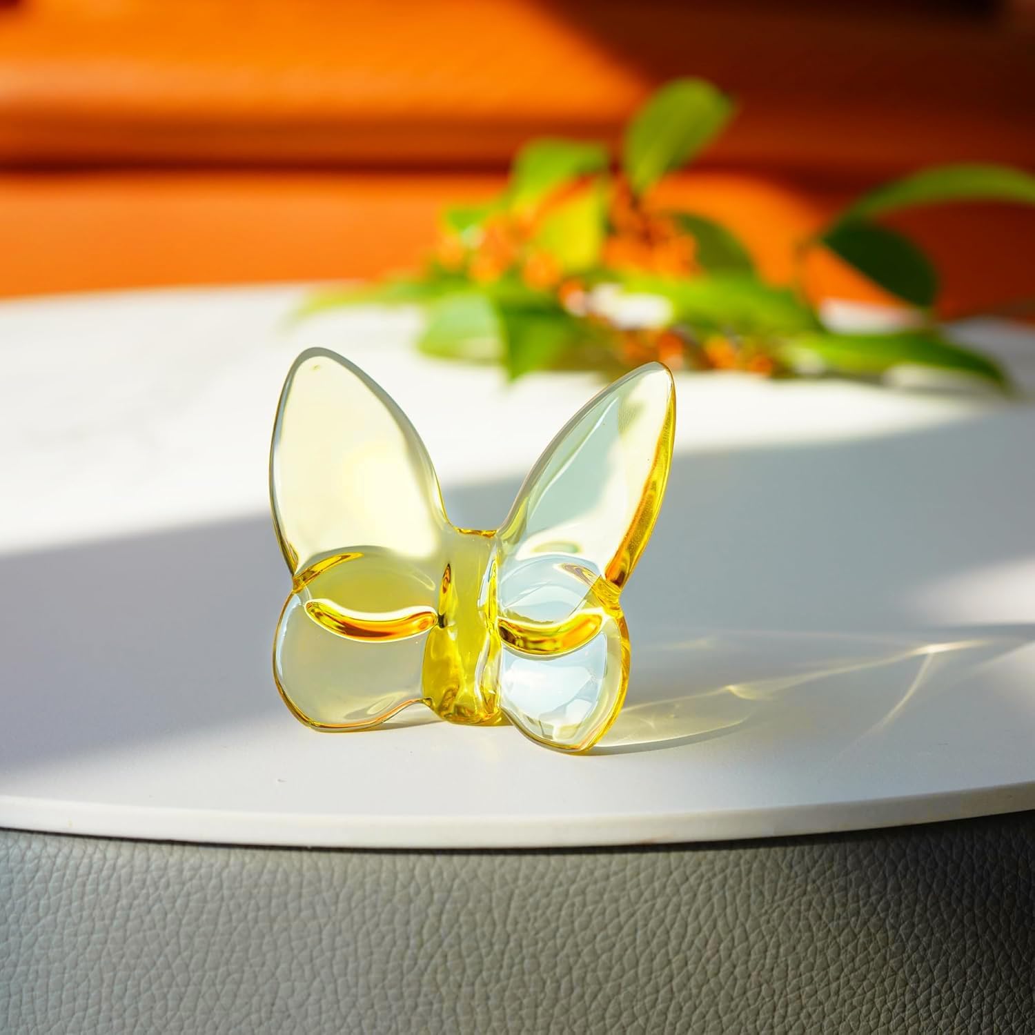 kanpura Yellow Crystal Flying Butterfly Figurine,Glass Butterfly Figurine Ornament,Crystal Butterfly Collectible for Wedding Christmas Party Decor - Image 3