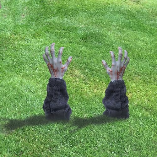 Halloween Decor Outdoor Zombie Hand Stakes Graveyard Lawn Decorat...