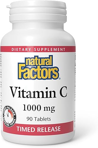 Miniatura 10 de Natural Factors Vitamina C 1000 mg de liberación temporal, apoyo antioxidante para la salud inmune y ósea, 180 tabletas
