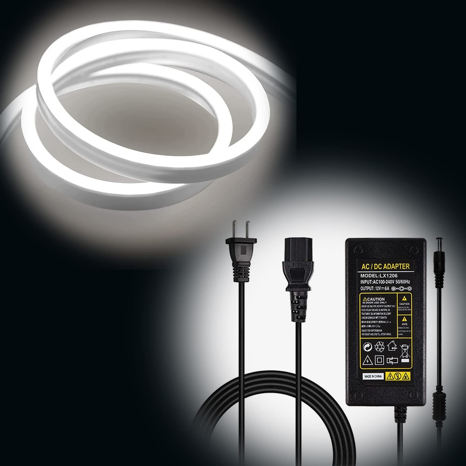 Photo 1 of DOSYU LED Neon Light Strip [White 16.4ft] & [12V Power Supply]