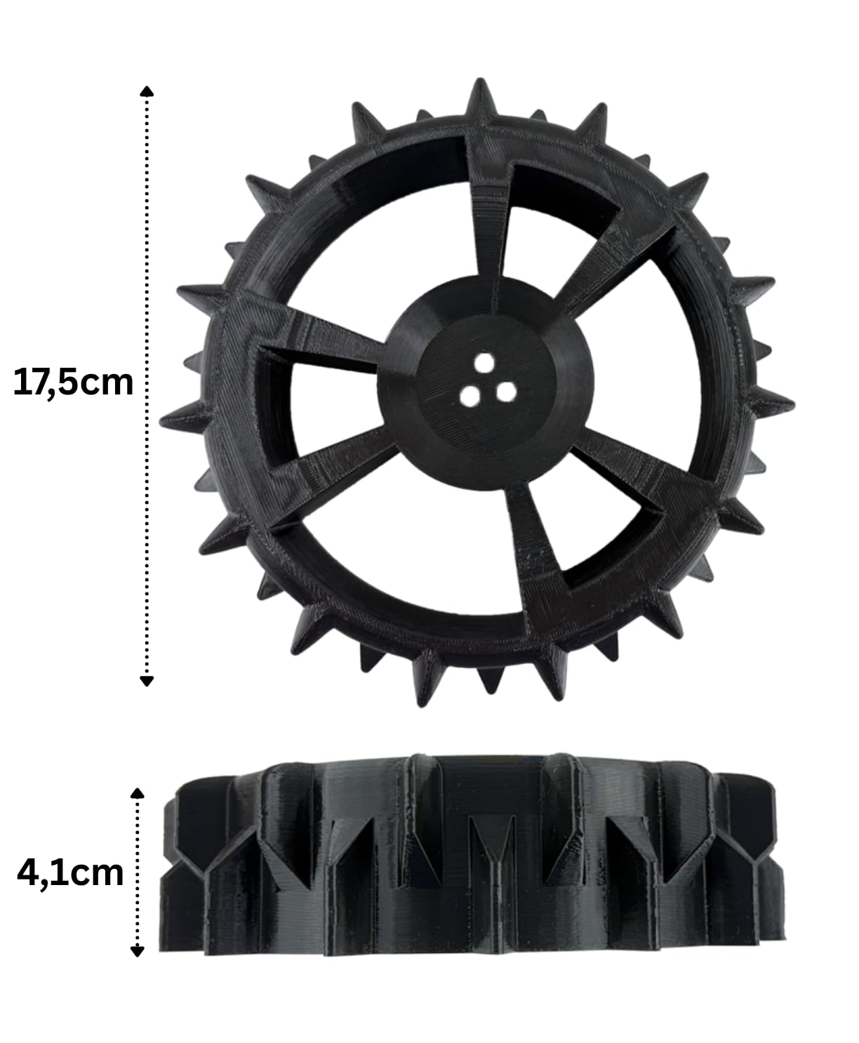 2x Roue motrice de rechange pour Bosch Indego 300, 350, 400, 500, 700 robot tondeuse Tout-terrain Robuste avec crampons pour terrain accidenté et tout-terrain