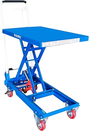 Miniatura 6 de Global Industrial Mesa elevadora de tijera móvil con mango plegable, plataforma de 27 x 17, capacidad de 330 libras