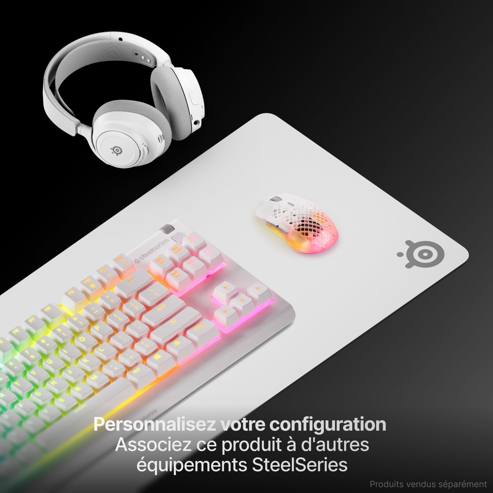 SteelSeries QCK Heavy- Tapis de Souris Gaming - Base antidérapante épaisse, Suivi précis optimisé FPS/MOBA/RTS/MMO - Disponible en XXL 900×400×4 mm, Blanc