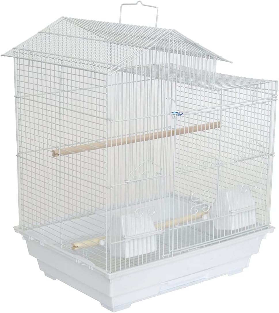 YML A5894 3/8" Bar Spacing Villa Top Small Bird Cage, White, 18" x 14"