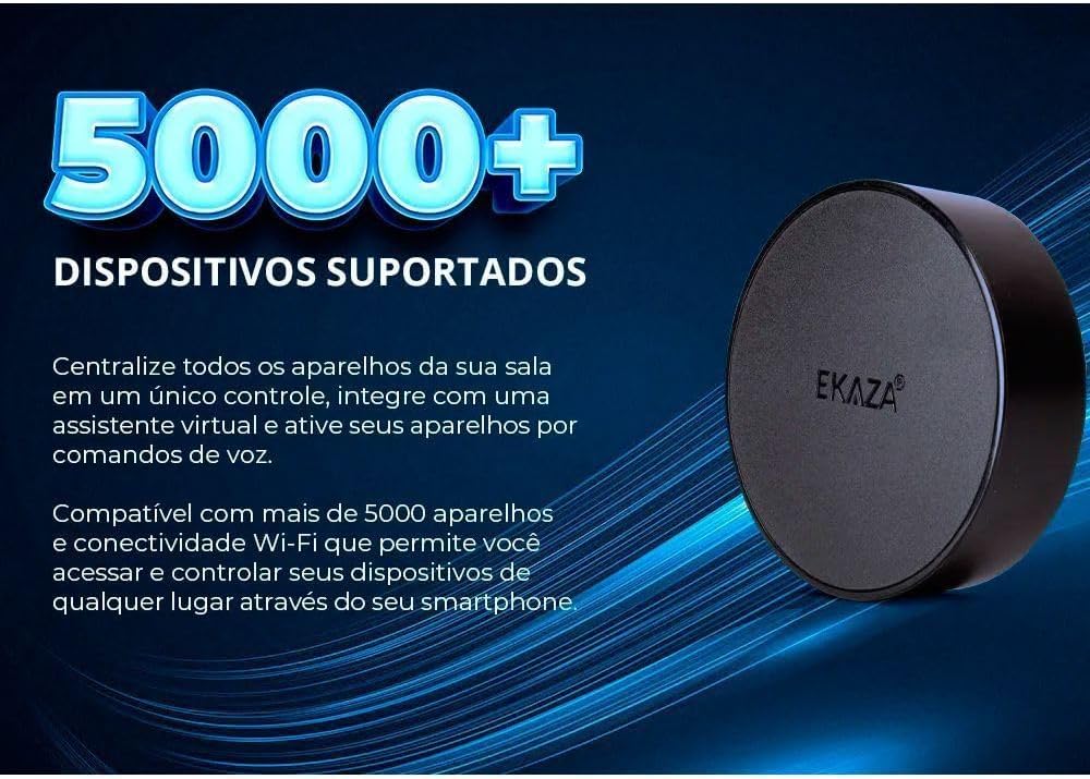 EKAZA Controle Remoto Universal Infravermelho Wi-Fi, Compatível com Google Assistente e Alexa - EKNH-T304-M3