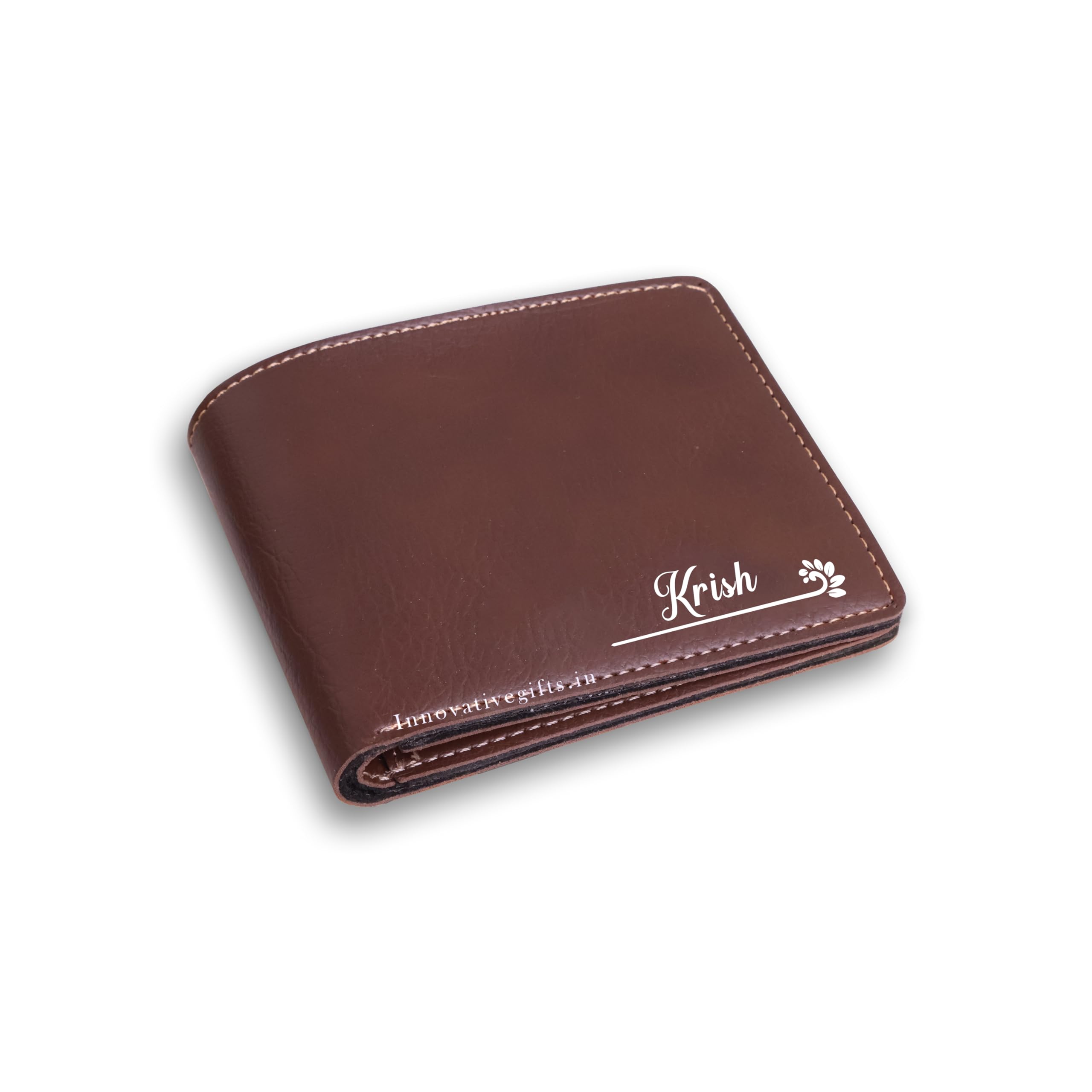 innovative gifts Men's Customized Wallet with Stylish Custom Name I Personalized Slim Leather Purse I Unique Gift for Men Boy Love Husband Birthday Anniversary Employees Clients - Set of 1 (Brown)-picture-29