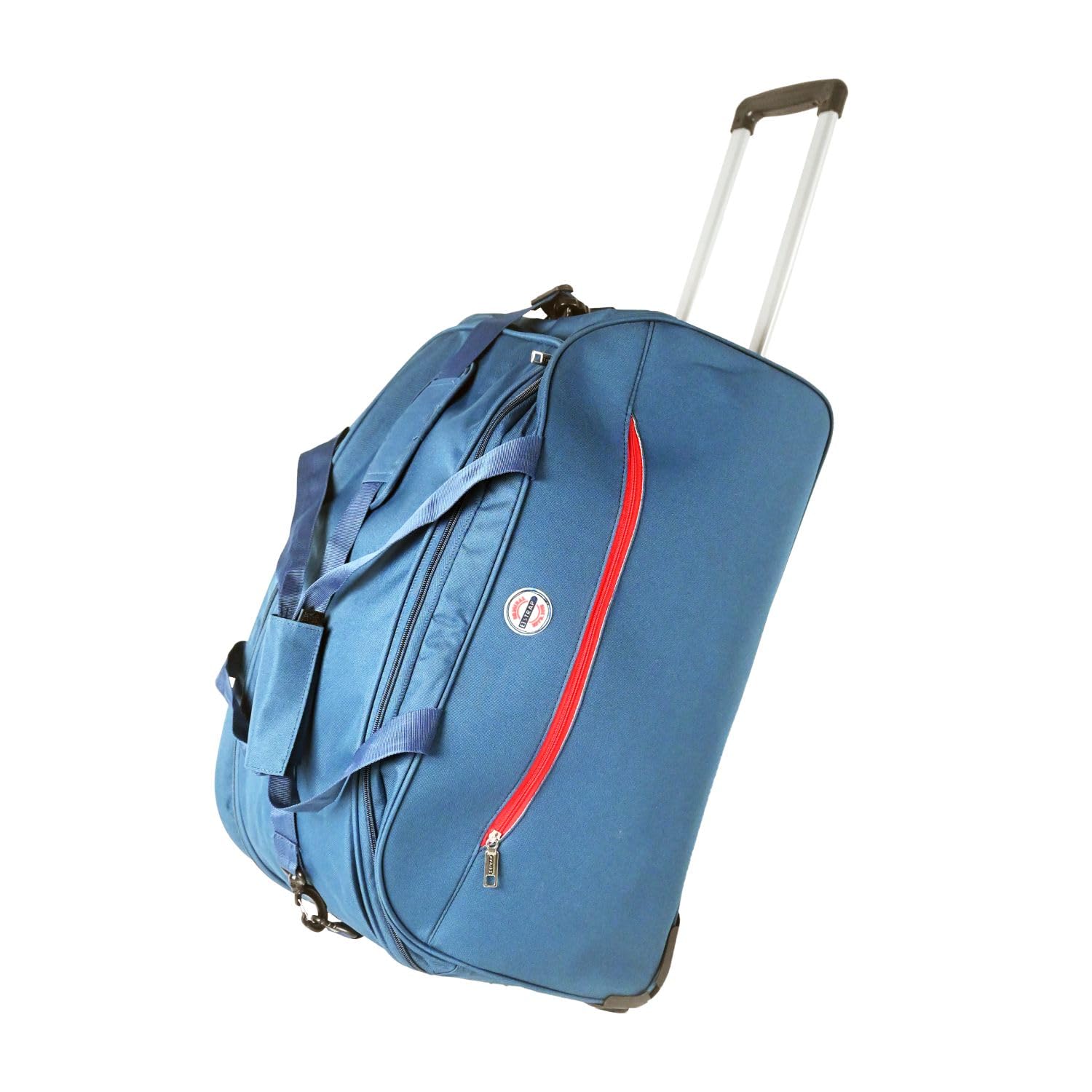 alkosign Rio Diamond 64 cms Nylon Duffel Trolley Bag for Travel | 2 Wheel Duffle Travel Bag with Trolley (Blue)-picture-53