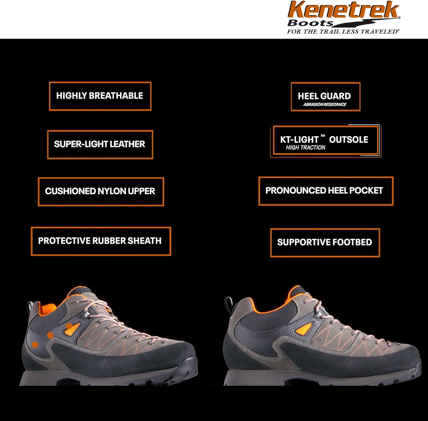 Kenetrek Men's Bridger Low Leather Hiking Boots with Arch Support