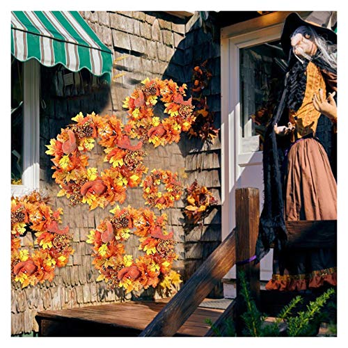 JDJD Hoja Arce Acción Gracias Guirnalda Otoño Ventana Restaurante Puerta Decoración Caíd Guirnalda Colgante Navidad Artificial Caída Corona Navidad Corona Navidad Garland (Color : T 45cm)
