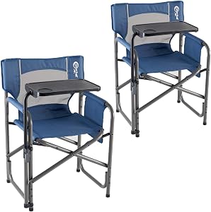 Portal Director Camping Chair with 2-Way Rotating Side Table, 300 lb, Blue