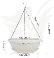 Vista 5 de 6 macetas colgantes de 12.59 pulgadas para plantas de exterior e interior, macetas con ganchos de bandeja de orificio de drenaje, cestas de plástico